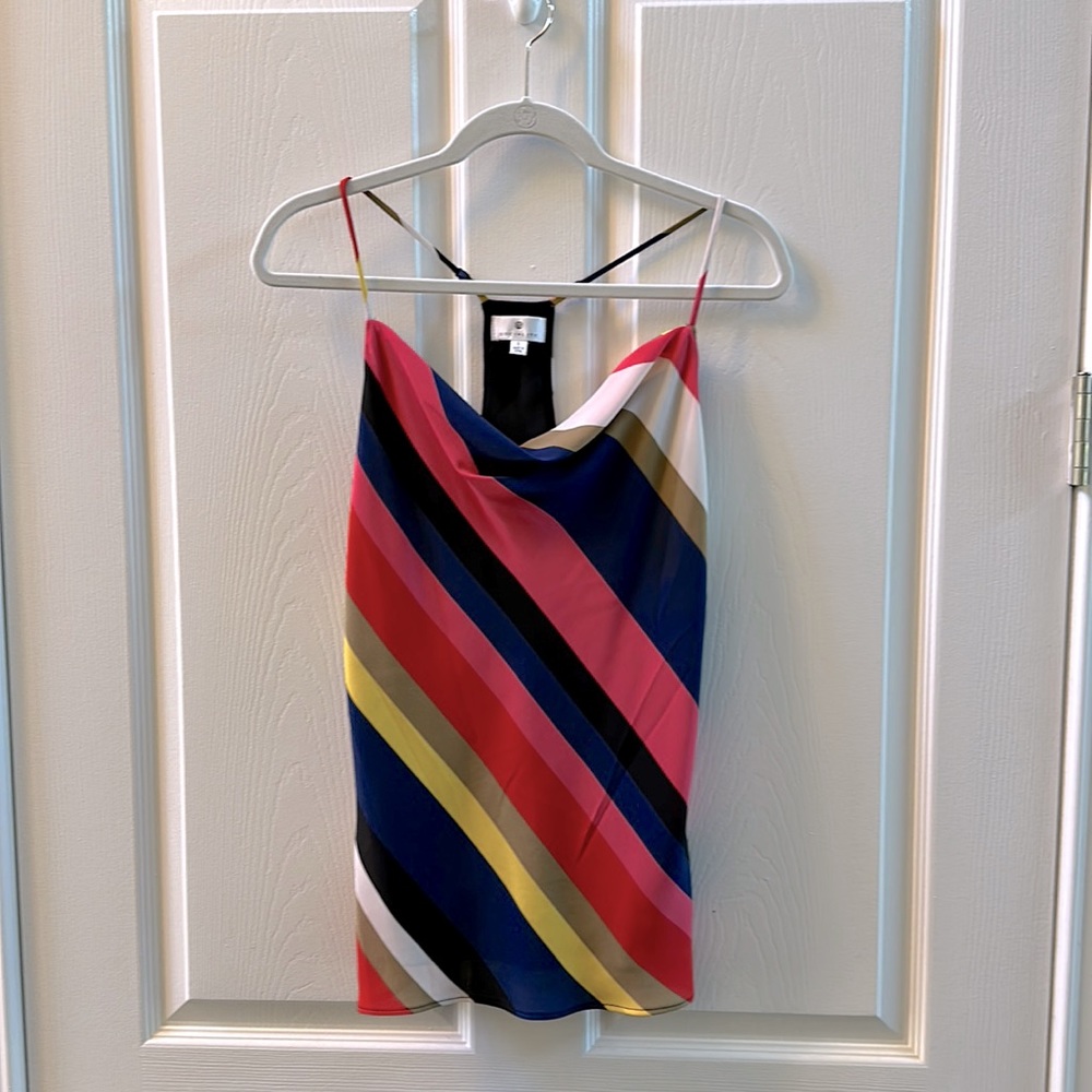 Cute racerback blouse, striped multicolored, adjustable straps, size S